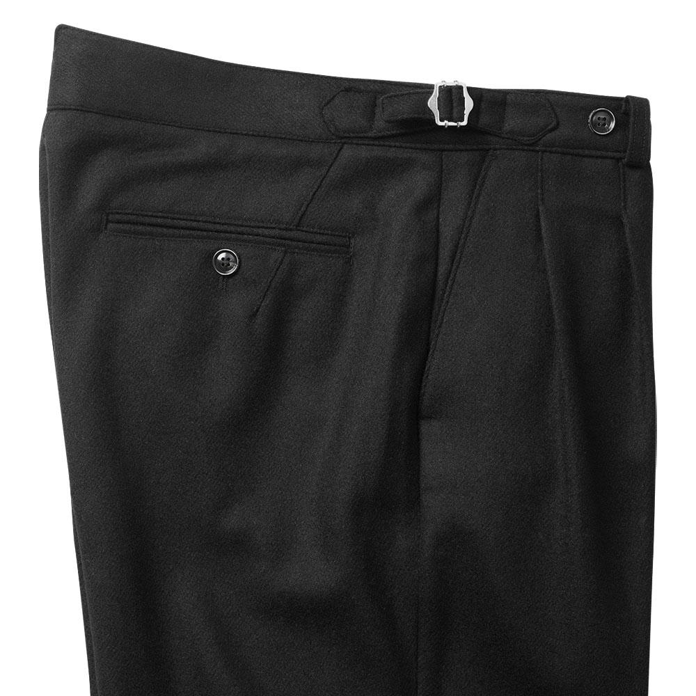 Solti W302 Reve Pleats Wool Trousers (Black)