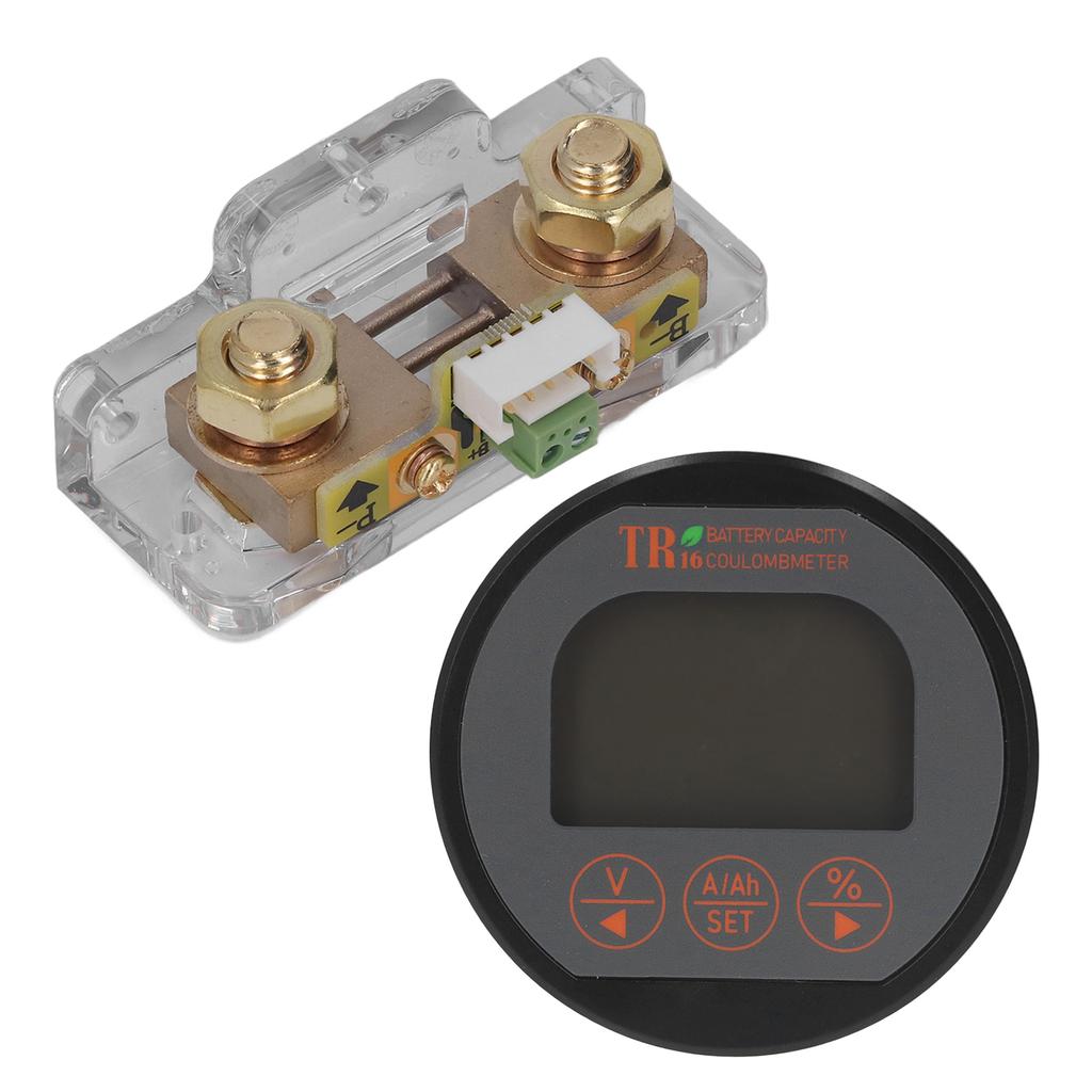 Battery Meter Waterproof Round Accurate Measurement 8‑120V Range Battery Capacity Tester for Electric Car 100A