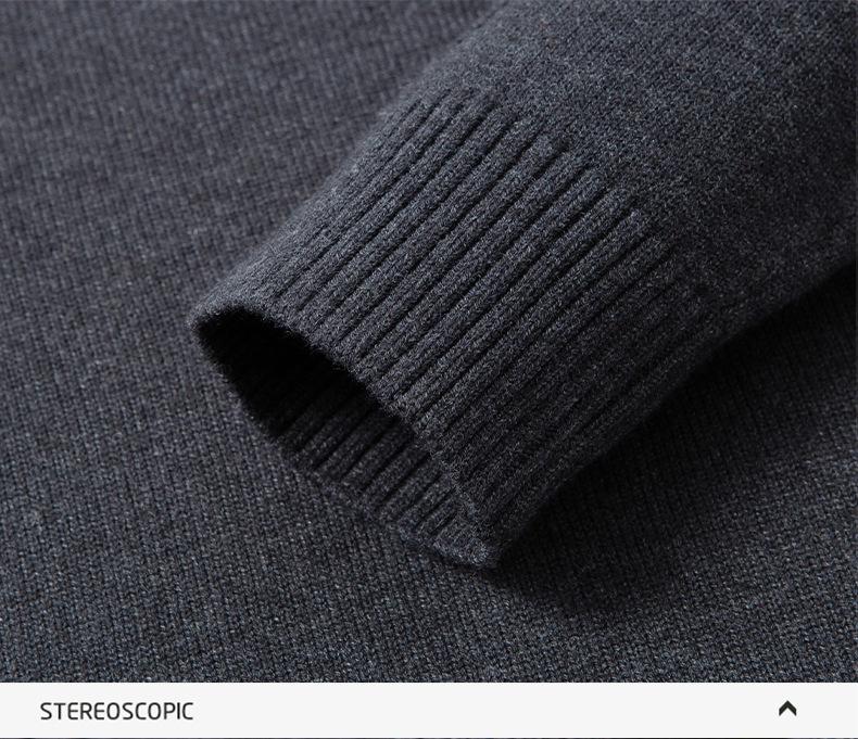 Men's Thick Warm Wool Sweater - Half-Zip, Stand Collar, Long Sleeve, Casual Knitwear