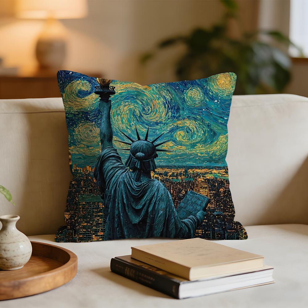 ART GGoddess of LLiberty Cushion Cover Short plush pillowcase for bed sofa carwashable