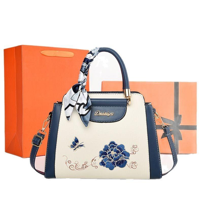 Artful Chinese Style Embroidered Pu Crossbody Bag For Daily Use Gift For Mom
