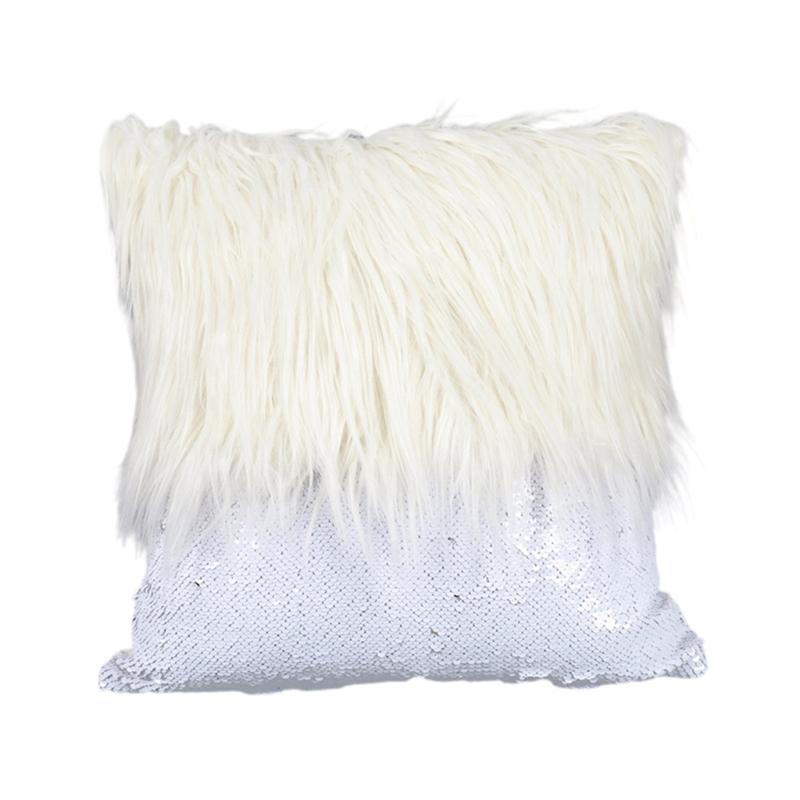 Fashion Long Furs Sequins Patchworks Decorative Cushions Cover Bling Embroidered Square Pillow Cover Cushions Case