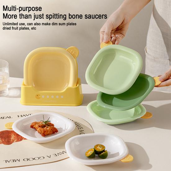 

4Pcs/Set Spit Bone Dish Snack Tray Plate Party Dinner Dishes Dining Table Garbage Stackable Fruit сірий