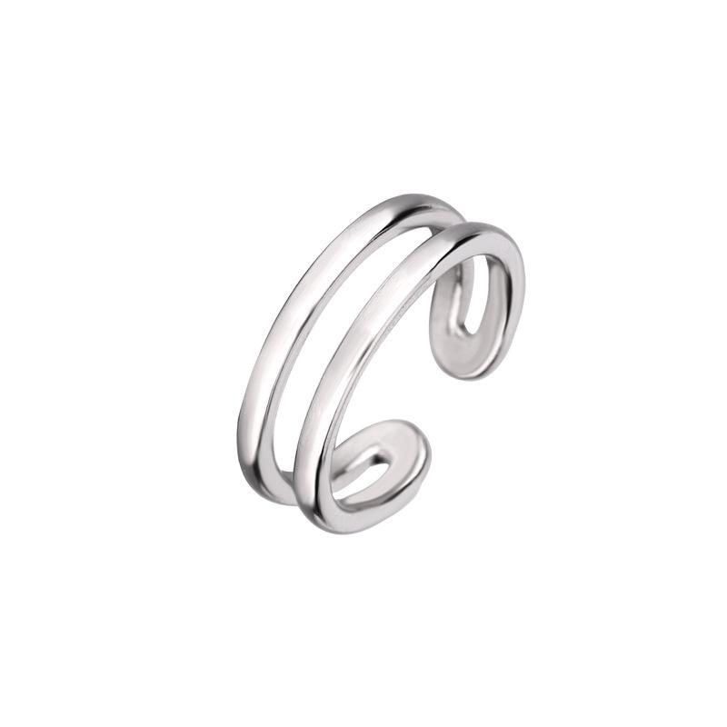 925 Silver Geometry Double-Layer Adjustable Vintage Women's Rings Beautiful Luxury High Quality Jewelry Accessories Jewellery