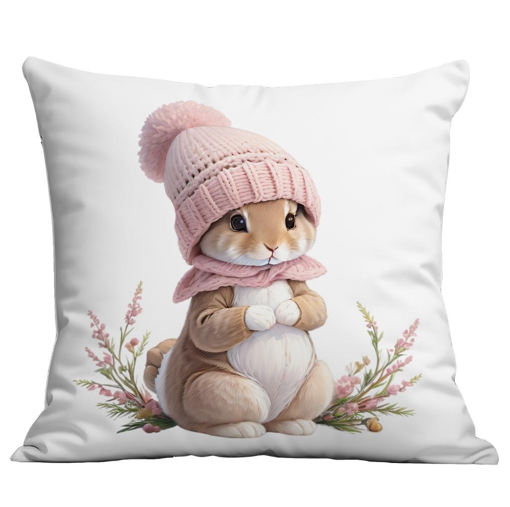 New Easter Pink Cute Rabbit Printed Pillow Cover Sofa Home Ornament Pillow Cover Premium Durable Quality Useful
