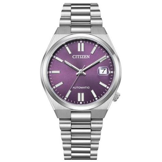 CITIZEN Wristwatch Mens COLLECTION NJ0200-50W Mechanical Waterproof TSUYOSA 37mm Automatic Self-Winding See-Through Back Date Silver Violet Purple