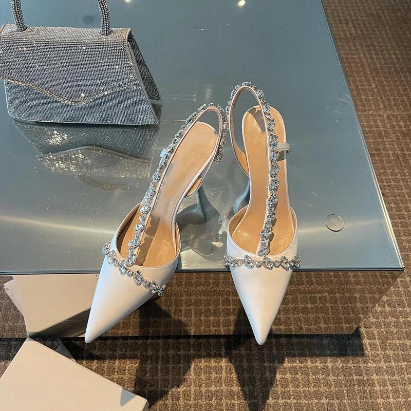 Glitter Rhinestones Women Pumps Crystal  Lady Silk High Heels Party Shoes 2025 Spring NEW Zapatos De Mujer