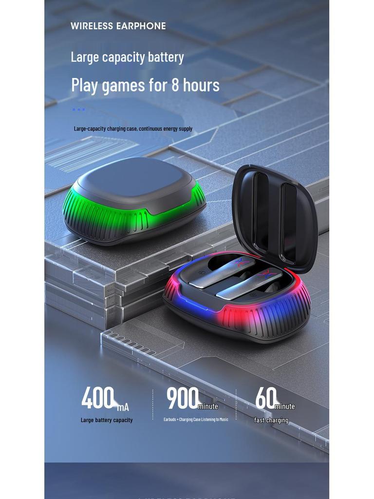 Wireless Bluetooth Gaming Earbuds: Noise-Cancelling, Low Latency, Ideal for Running, Sports, Calls, and E-sports.