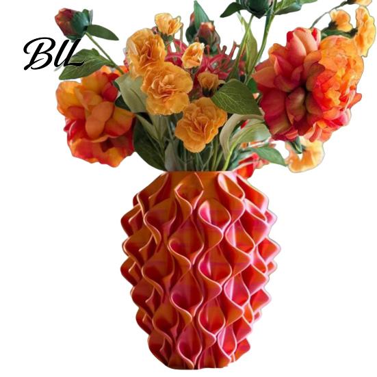 Wedding Decoration Vase 3D Printed Wavy Modern Boho Table Centerpiece for Dried Artificial Flowers Home Room Decor A