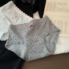 Women's Summer Cotton Polka Dot Lace Stitching Comfortable Skin Friendly Naked Feeling Hip Briefs