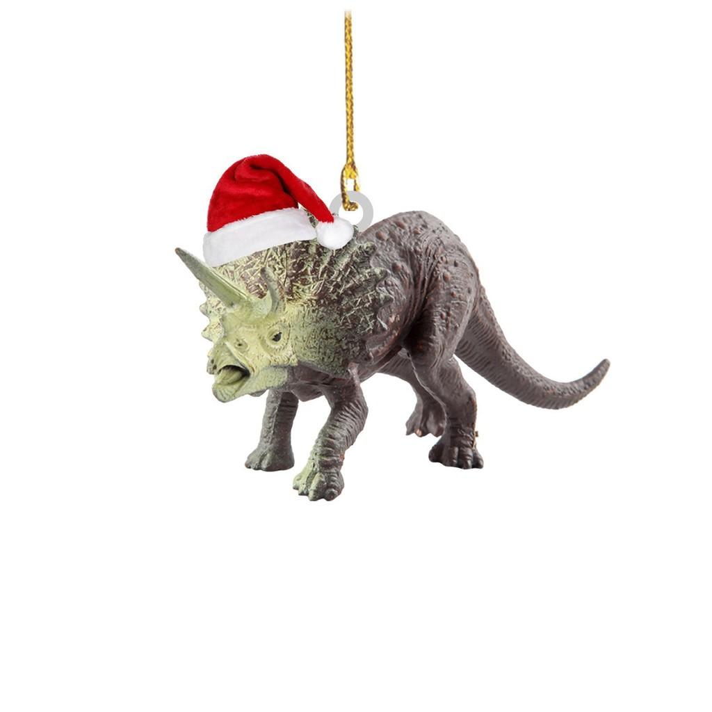 Festive Flat Dinosaur Acrylic Christmas Ornament Cheerful Vehicle Decoration Gift For All Ages