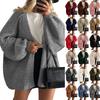 Manteaux Femme Mode Couleur Unie Tricotés Manches Longues Cardigan Décontracté Veste Pull