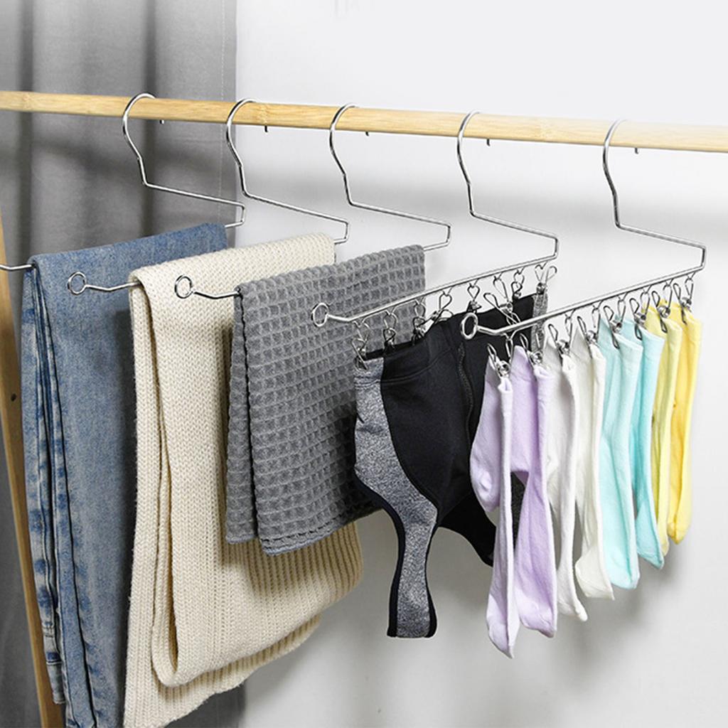 Pants Hanger Stainless Steel Non Slip Z Type Space Saving Open Ended Closet Trouser Rack Organizer