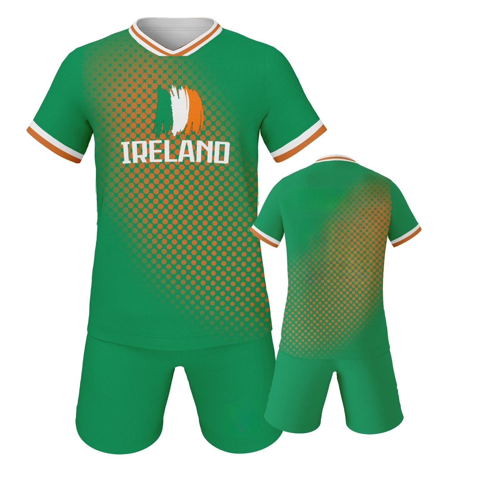 Ireland Soccer Jersey Shorts Set Football Kit Youth Training Uniform Football Shirt XS