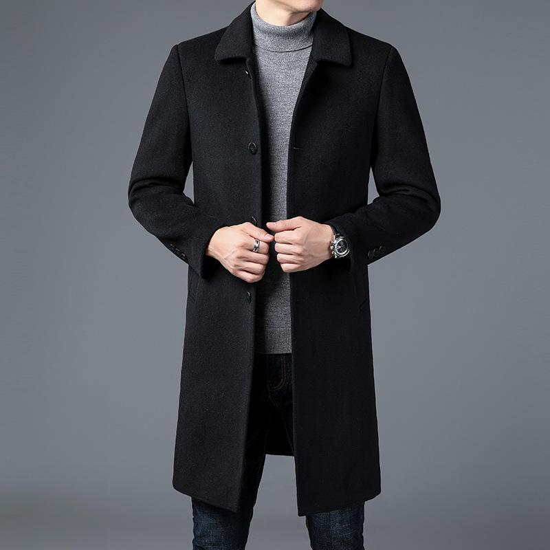 

Осень и Зима Новая Мода Повседневное Пальто средней длины для папы среднего возраста 4XL чёрный