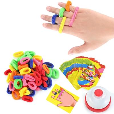 Kinder Montessori Spielzeug Frühe Bildung Fingerringspiel Gummibänder Farberkennung Denk-Training Kampf-Tischspiel mit Karte