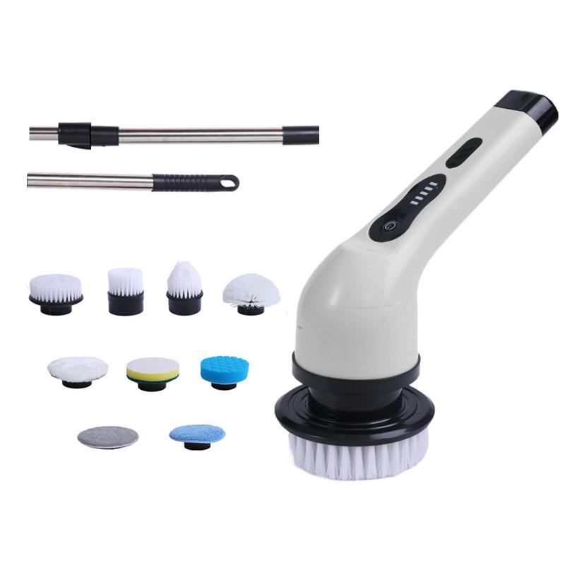 

Cordless Electric Spin Scrubber, Hands-Free Shower Cleaning Tool With 9 Attachments & Extension Handle, Ipx7 Waterproof For Tub
