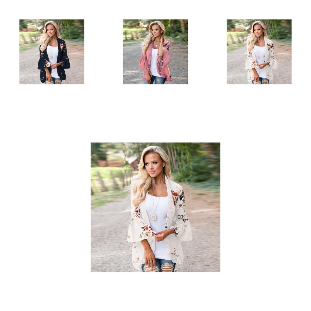 Femmes Dentelle Boho Floral Kimono Cardigan Dames Décontractée Tops Veste