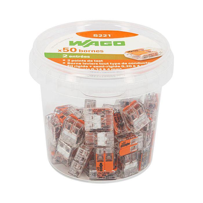 Pot de 50 bornes de connexion automatique 2 entrées S221