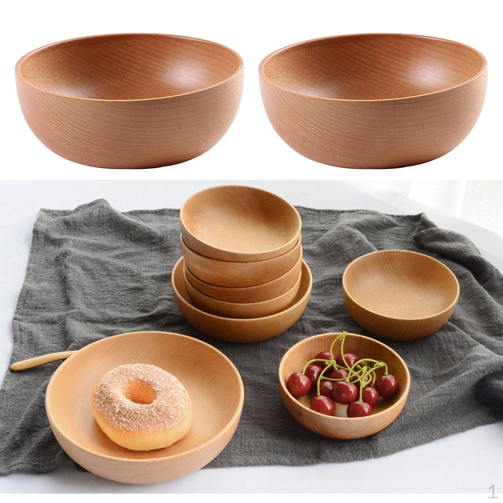 2 Cuencos De Madera De Acacia Con Cuchara - Para Ensaladas, Fruta, Snacks O Postres | Apto Microondas