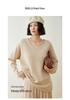 Women's V-Neck Cashmere Bodycon Knit Sweater, Solid Color, Medium-Length, Long Sleeve, Casual Loose Pullover.