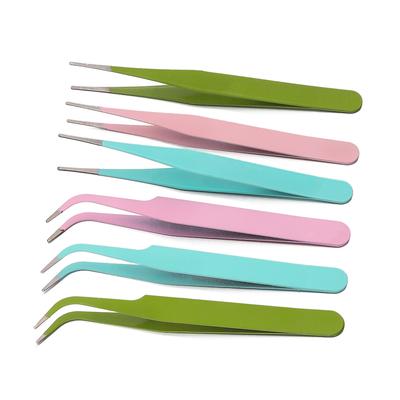1 pièce Pince à épiler colorée Outils de réparation Perles Nail Art Strass Outils pour DIY Fabrication de bijoux faits main Outils d'artisanat Accessoires