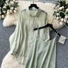 Temperamentsfullt todelt sett for kvinner, nisje lat yttertøy med tynn, løstsittende langermet solskjortejakke + selerkjole