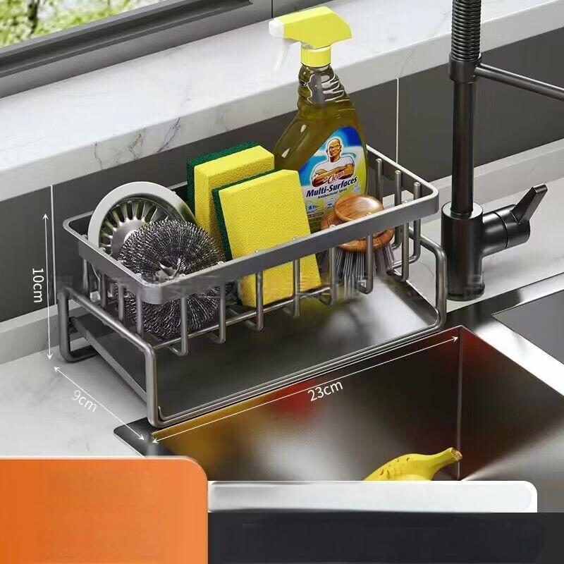

Органайзер для кухни из углеродистой стали для слива, корзина для губки и тряпки для уборки, интегрированная полка для раковины, органайзер с защитой от ржавчины