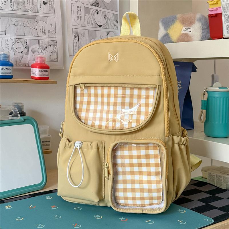 Preppy Middle School Student Schoolbag Women s Large Capacity Lightweight Backpack жёлтый