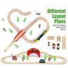 Children's Wooden Track Set, Red Bridge 8 Track Magnetic Small Train Assembly Combination Scene Boys and Girls Toys Gift