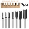 Set de 7 bucăți Freze Drept 1/4" Coadă Bit 1/8" 5/32" 3/16" 1/4" 5/16" 3/8" 1/2" Freză Dreaptă cu Două Tăișuri pentru Canelare în Lemn