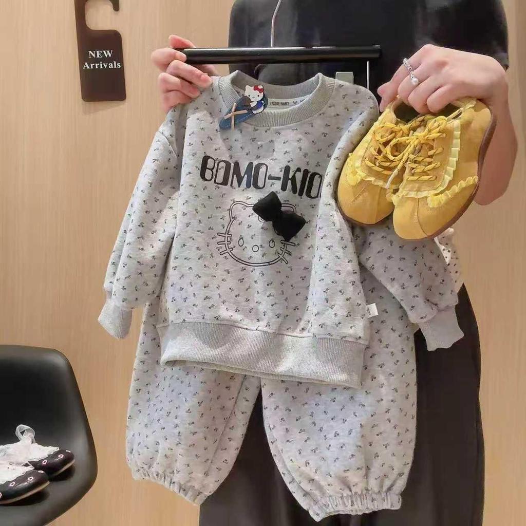 Girls' Cute Cartoon Hoodie & Pants Set - Spring/Autumn Sportswear Two-Piece Outfit