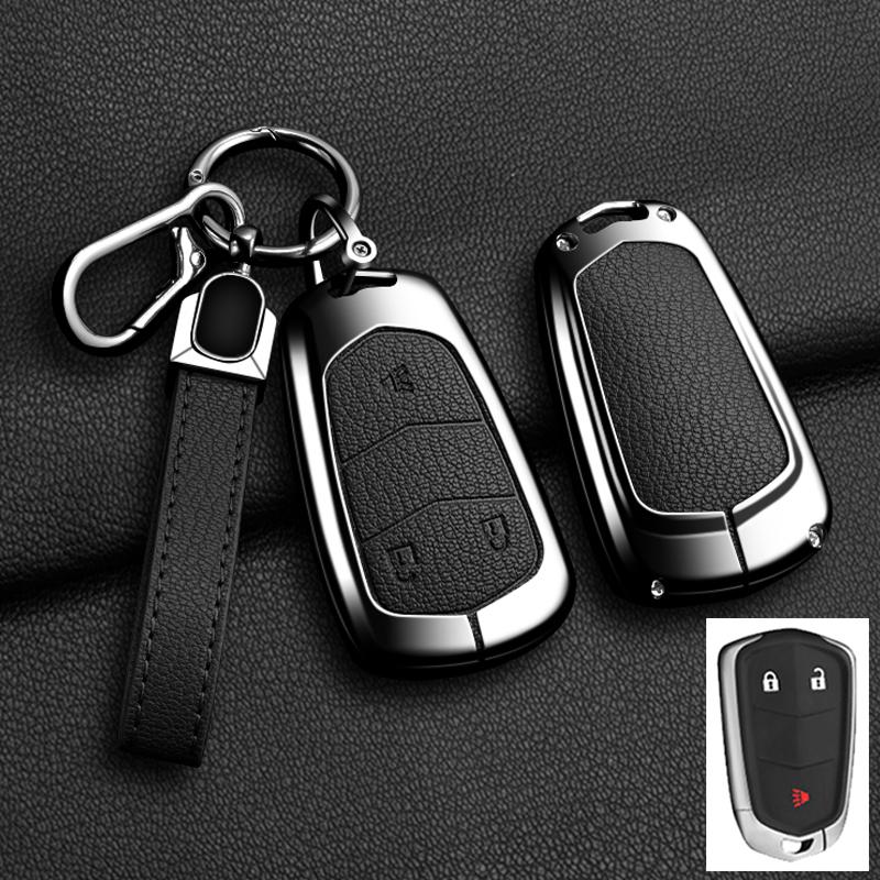 AASL1 Car Key Case Cover For Cadillac Xt5 XTS CTS SRX ATSL XT4 CT6 ATS Escalade ESV DTS ELR STS 2014-2018 Zinc Alloy Leather Keychain