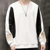 Men's Color Block Sweatshirt Contrast Panel Pullover Loose Fit Casual Top With Patches Streetwear