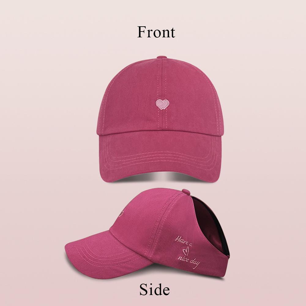 Sweet Love Heart Embroidery Baseball Hat For Women Solid Color Korean Girl Peaked Cap Outdoor Soft Cotton Snapback Sun Visor Hat