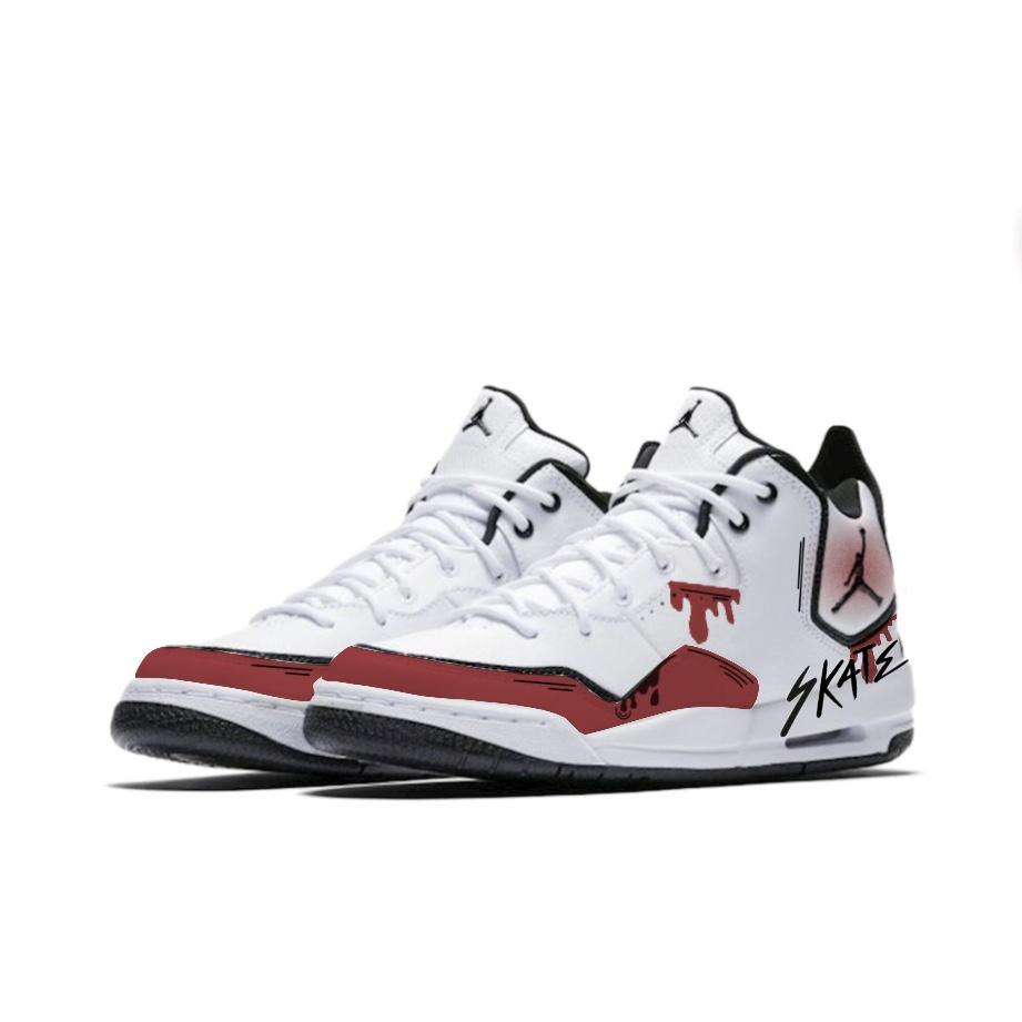 Jordan Courtside 23 Abrasion Resistant Mid Top Vintage Basketball Shoes Unisex White Red AR1000-100(Team641-)