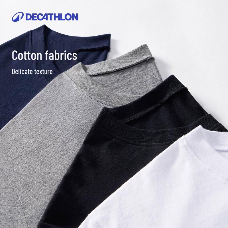 Decathlon Herren Sport-T-Shirt mit Rundhalsausschnitt, einfarbig