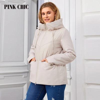 ROSA CHIC Frühling und Herbst 2024 Neue frauen Jacke Casual Mode Große Tasche Kurze Stepp Parker Cap Thermische Jacke s3086