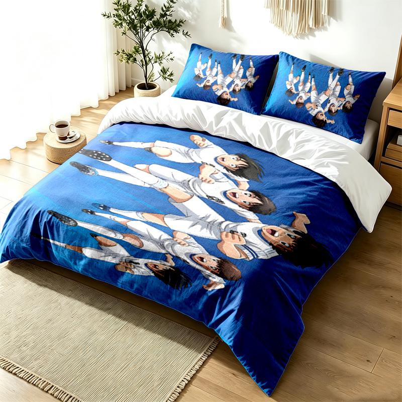 CAPTAIN TSUBASA 3pc Duvet Cover Set Simple Modern Bedding Set Wrinkle Resistant Soft Fabric All Season Use a perfect gift