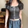 New Arrivals Open Run Women Lace PoinT ShorT Sleeve Crop T shirT
