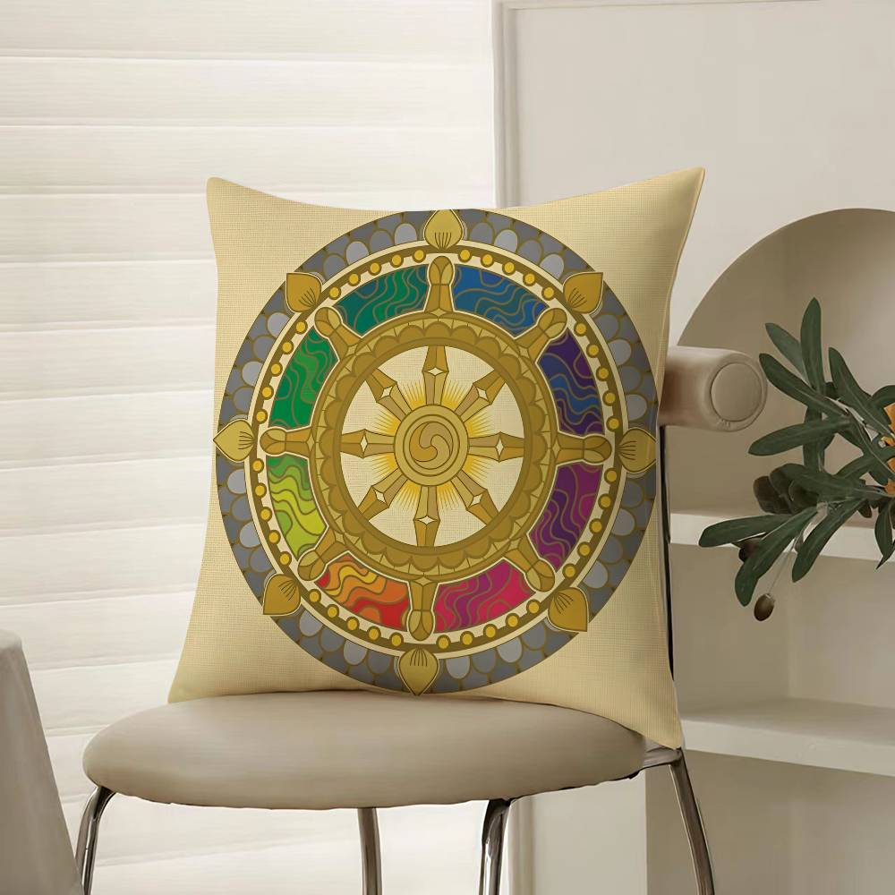 Reincarnation Print Six Paths of Reincarnation Pillow Case Comfort Sofa Bed Silky Elegant Invisible Zipper Decorative Cushion