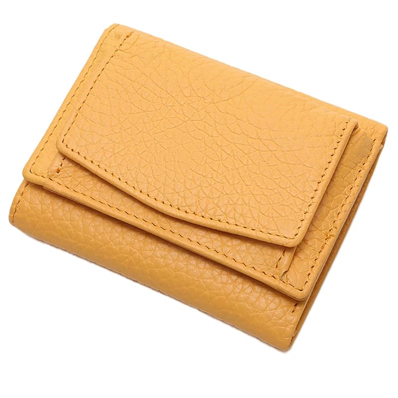 

fancywonderland wallet mini wallet genuine leather coin purse card case Skimming prevention ladies men s (yellow)