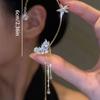 1pc Elegant Diamond Star & Leaf Tassel Ear Cuff Earring, Versatile Jewelry Gift For Women, Daily Wear