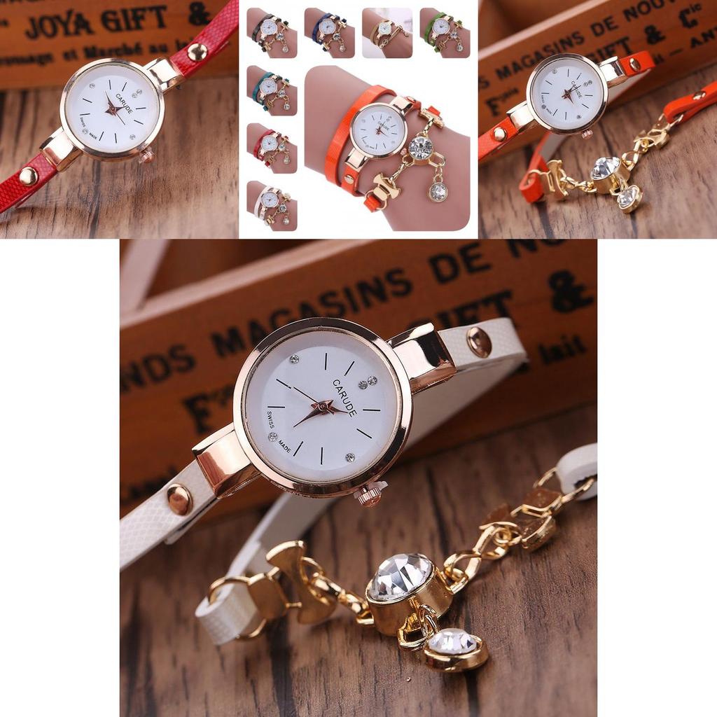 Fashionable Angel Pendant Bracelet Watch For Women With Sparkling Rhinestones And Pu Strap