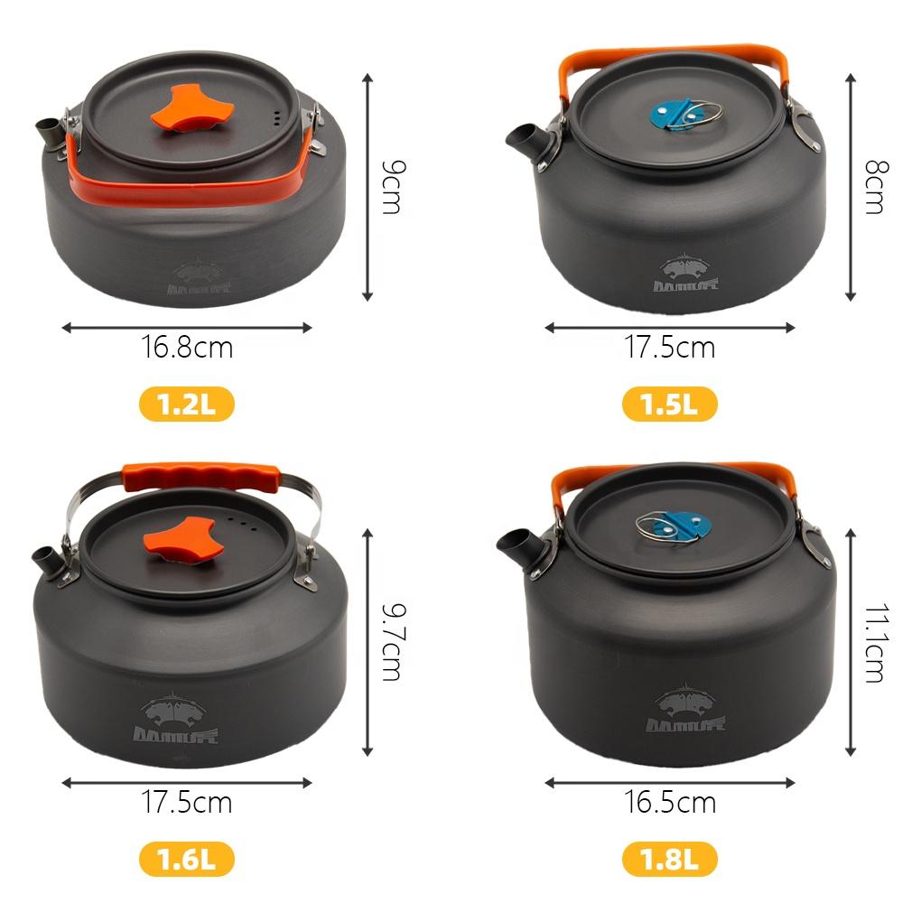 1.2L Non-Stick Hard Anodized Aluminum Camping Cookware Portable Camp Kettle for Travel Survival