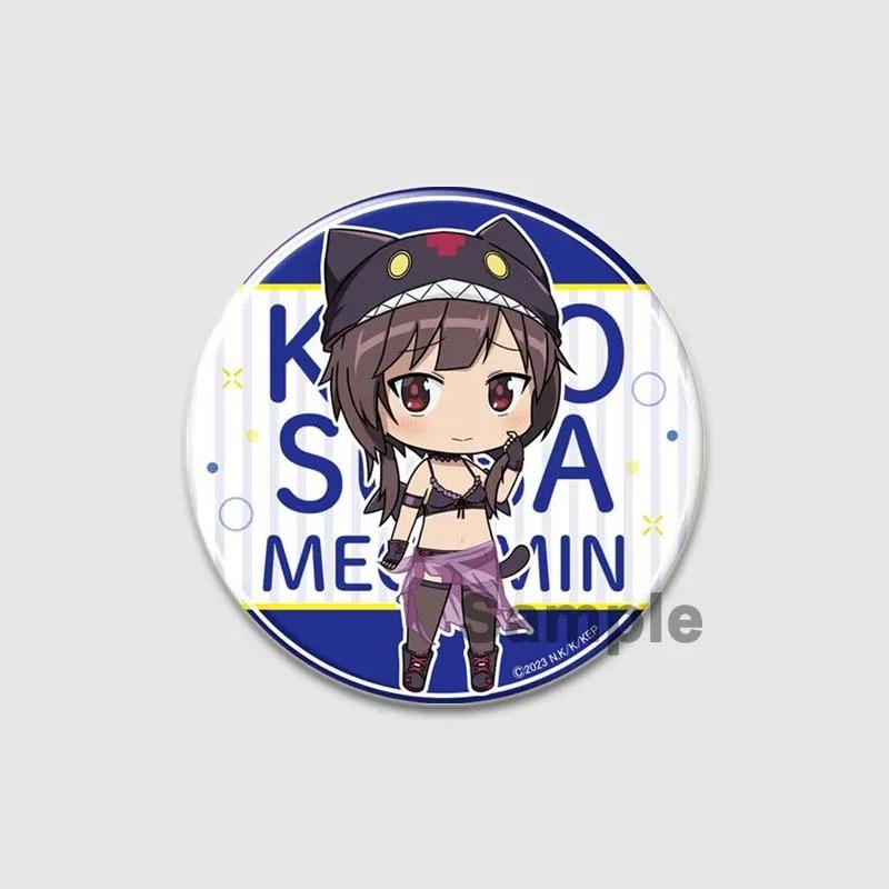 32/44/58mm Anime KonoSuba Brooch Pin Cartoon Figure Megumin Aqua Badge Button Pin Cosplay Souvenir Toy Gift Backpack Clothes Accessories