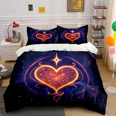 Romantic Galaxy Heart Set Soft Comfortable Duvet Cover Bedding Set Included 1*Duvet Cover & 2*Pillowcases, Gift