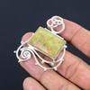 925 Silver Rectangle Unakite Gemstone Elegant Bezel Daughter Birthday Pendant