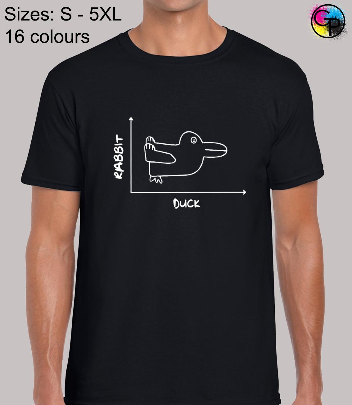 Rabbit Or Duck Graph Cool Funny Top Regular Fit T-Shirt Mens Womens Tees Top Top TShirt Tee for Men 3XL
