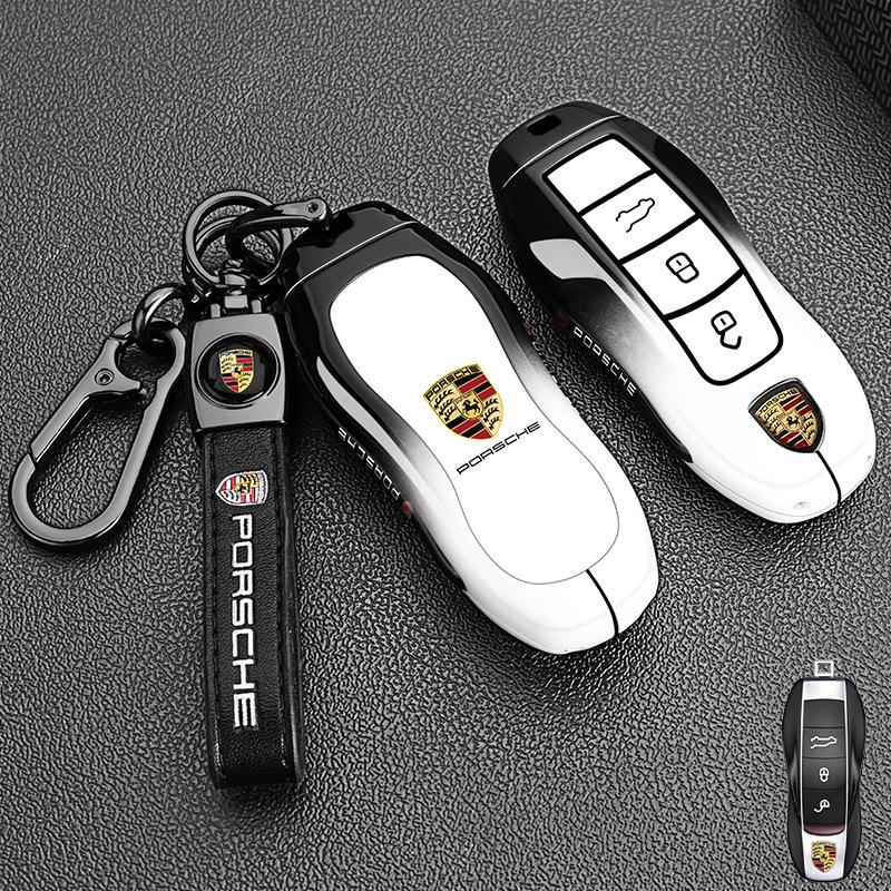 Metal Car Key Case Cover Holder Protection Key Bag For Porsche Panamera Carman Macann Bobst Cayenne 911 981 991 970 9969 Sticker
